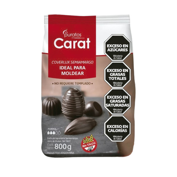 Carat Coverlux Semidark Chocolate for Molding – Gluten-Free Chocolate para Moldear Semiamargo, 800 g / 28.22 oz