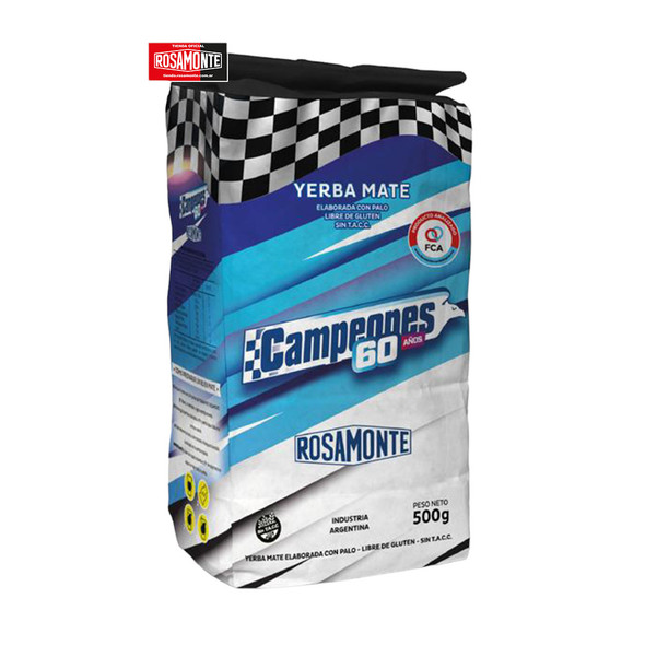 Rosamonte Yerba Mate Campeones 60 Years Edition – With Stems, Gluten-Free, 500 g / 17.64 oz