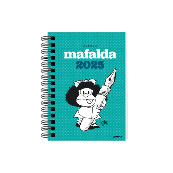 Agenda Granica Mafalda by Quino 2025 Agenda – Hardcover Spiral Notebook with Stickers, Stylish Design