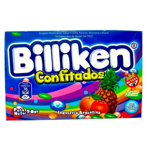 Billiken Confitados Frutales Fruit Hard Candy with Soft Interior, 50 g / 1.8 oz box (pack of 3)