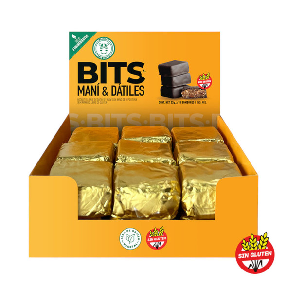 Felices Las Vacas Bits, Vegan Date & Peanut Bites with Semi-Sweet Coating, Gluten-Free, 22 g / 0.78 oz (box of 18)