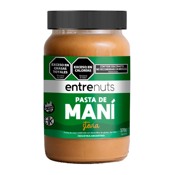 Entre Nuts Peanut Butter with Stevia, Gluten-Free Pasta de Maní con Stevia, 370 g / 13.05 oz