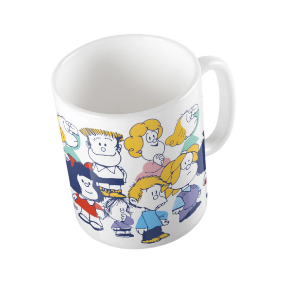 Mafalda Mug Characters, Ceramic Mug with Screen-Printed Design