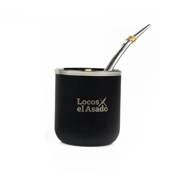 Locos x El Asado Stainless Steel Mate with Straw,  Mate de Acero Inoxidable con Bombilla by Regalando Pasión