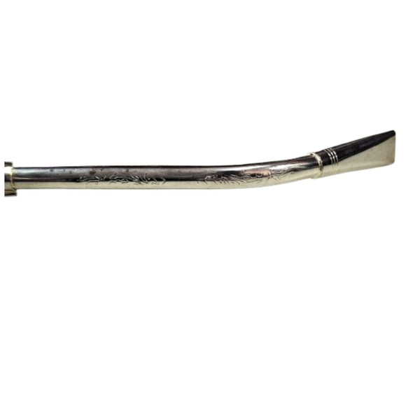 Alpaca-Plated Bombilla Pico de Loro Double Engraved, 18.5 cm / 7.3 in