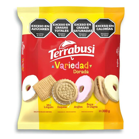 Galletitas Terrabusi Variedad Dorada Assorted Vanilla Cookies Boca de Dama, Duquesa & Anillos, 300 g / 10.58 oz bag