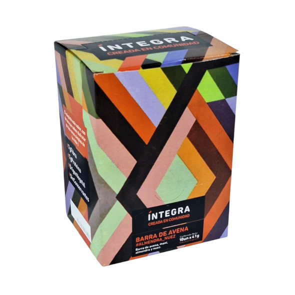 Íntegra Barritas de Avena con Almendra y Nuez Natural Almond & Nuts Nutritive Bars Sweetened with Honey, 41 g / 1.44 oz (box of 10 bars)