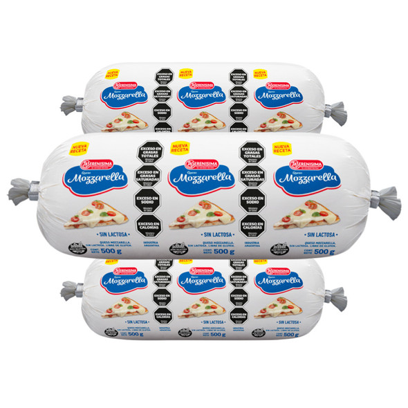La Serenísima Mozzarella Cheese, Lactose-Free, Gluten-Free, 500 g / 17.6 oz (pack of 3)