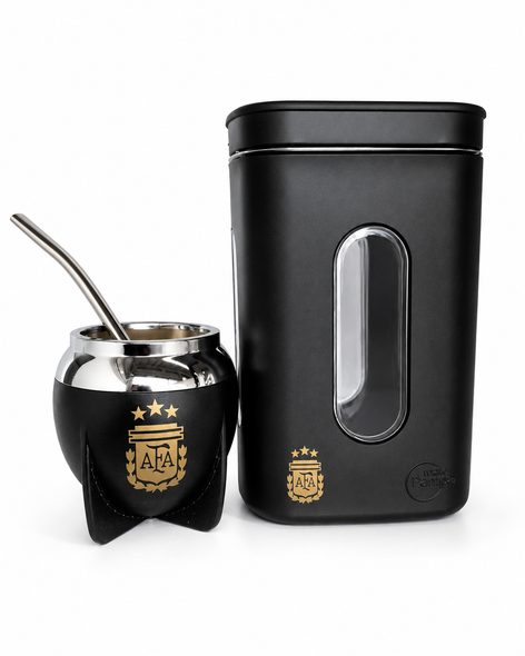 Mate Pampa AFA Pampera Black Mate Set with Mate Gourd, Bombilla & Yerbera