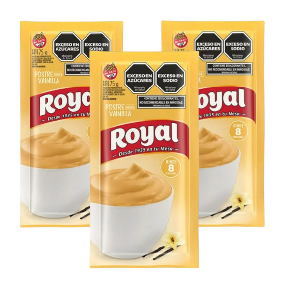 Royal Vanilla Ready to Make Dessert, 8 servings per pouch, 75 g / 2.64 oz pouch (pack of 3)