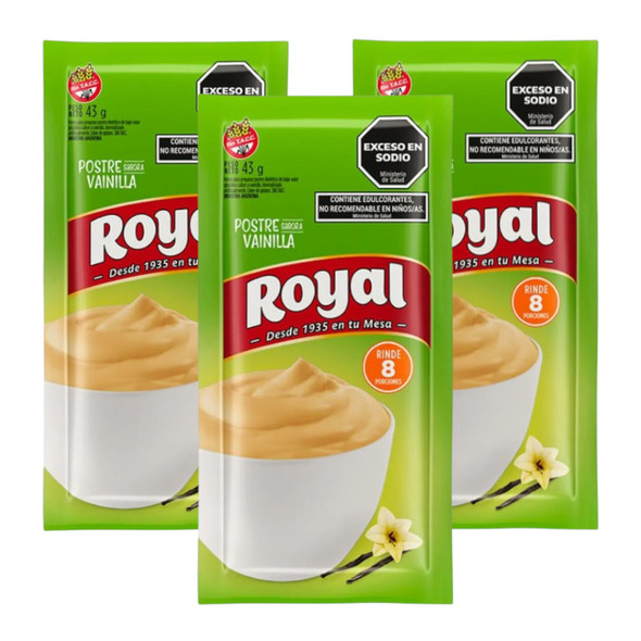 Royal Vanilla Ready to Make Light Dessert, 8 servings per pouch, 43 g / 1.51 oz pouch (pack of 3)