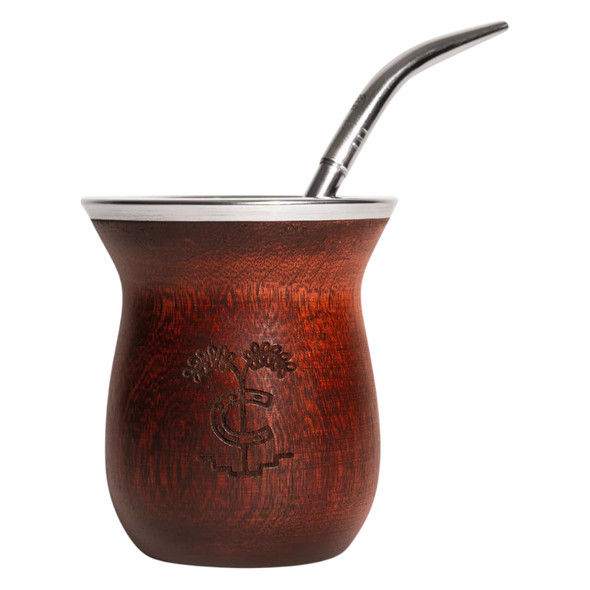 Cósmico Mate Algarrobo + Stainless Steel Bombilla Set – Handcrafted Traditional Mate, Ergonomic Design, Durable and Elegant – Perfect for Authentic Yerba Mate Enjoyment