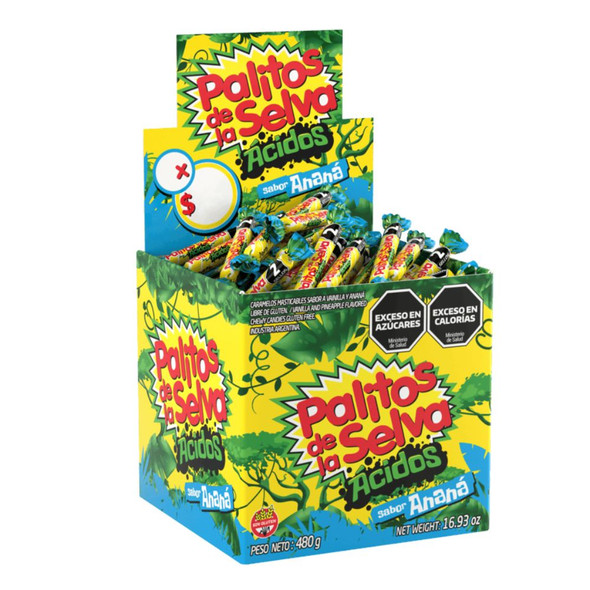 Palitos de la Selva Soft Candies, Pineapple Sour Flavor, 480 g / 16.93 oz Box – Gluten-Free