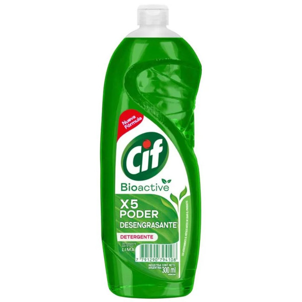 Cif Bioactive Detergent X5 Degreasing Power with Lime Fragrance, 300 ml / 10.58 oz