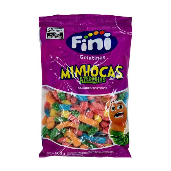 Fini Azedinhas Gummy Worms Candy, Worm-Shaped Gummies Gomitas con Forma de Gusanitos, 500 g / 17.63 oz