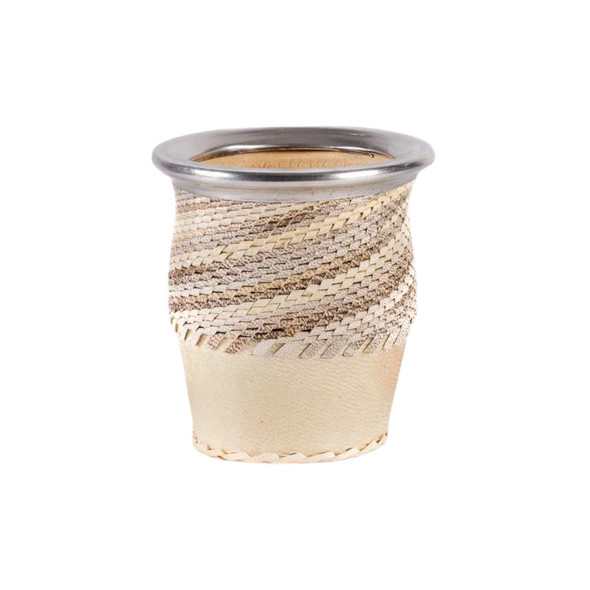 Handcrafted Mate Camionero Gourd, Braided Leather Strap