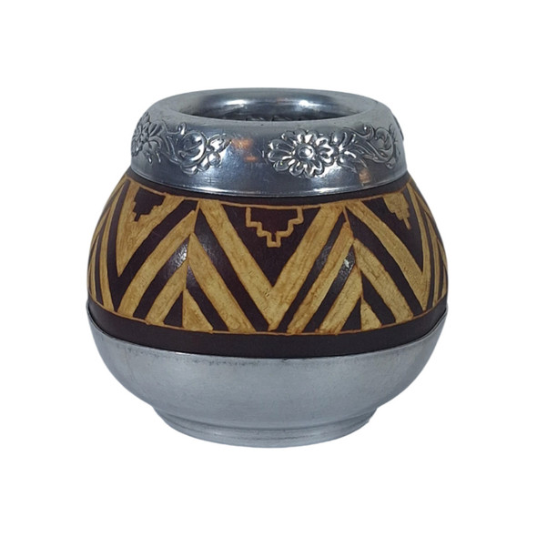 Calabash Mate with Aluminum Base and Large Rim (Various Designs Available)