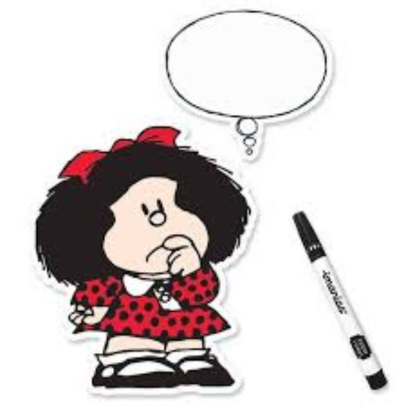 Magnets Collection Imanias Mafalda Piensa - 2 Magnets + 1 black Marker for Whiteboard, Message Board Set