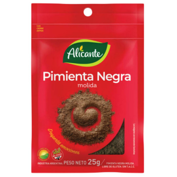 Alicante Pimienta Negra Ground Black Pepper, Gluten-Free, 25 g / 0.88 oz ea (pack of 3)