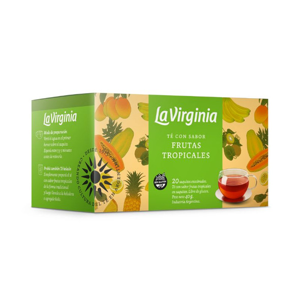 La Virginia Té Frutas Tropicales Tropical Fruit Tea Bags, Gluten-Free (box of 20 bags)