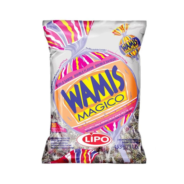 Lipo Wamis Chupetín Mágico Double Flavor Lollipops, Assorted Fruity Duo , 453 g / 1 lb (50 count)