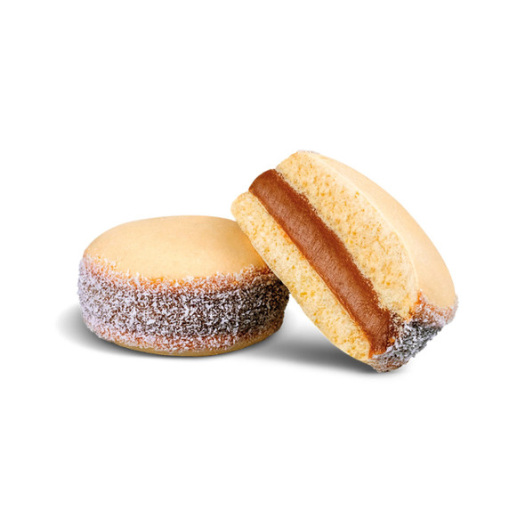 Agua Helada Cornstarch Alfajor Filled with Dulce de Leche and Coconut Alfajor de Maicena Relleno de Dulce de Leche, 90 g / 3.17 oz (pack de 12)