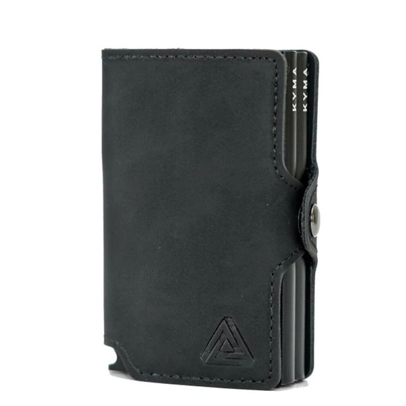 Kyma Black Wallet Doble Tarjetero Minimalist Anti-RFID Design, Compact Size – Billetera Segura