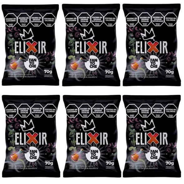 Fantoche Elixir Alfajor Super Dulce de Leche con Chocolate, 70 g / 2.5 oz (pack of 6)