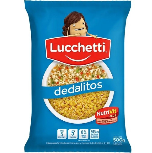 Fideos Lucchetti Dedalitos Mini Noodles Perfect For Noodle Soup Argentinian Style, 500 g / 1.1 lb (pack of 3)
