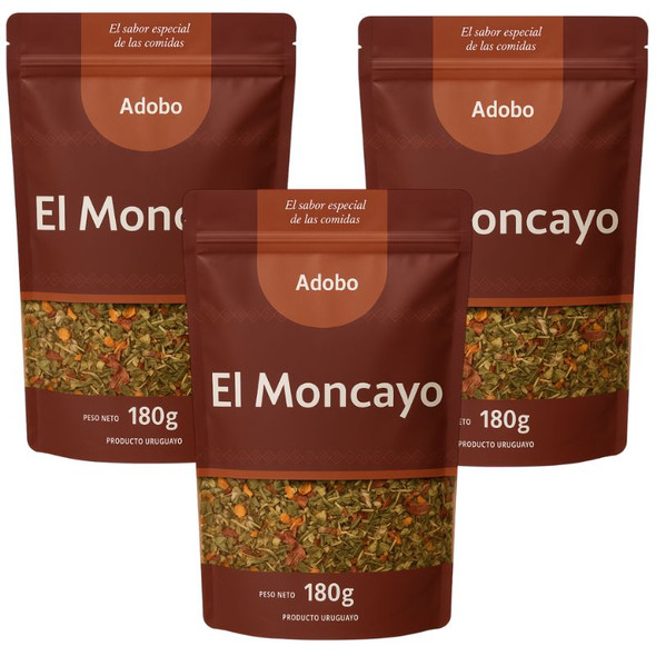 El Moncayo Adobo Spice Doypack Seasoning Ideal for Chicken & Meat, 180 g / 6.3 oz (pack of 3)
