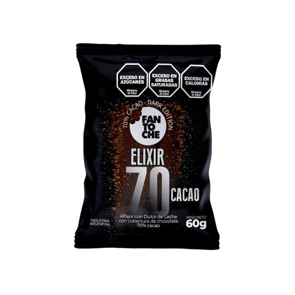 Fantoche Alfajor Elixir 70% Cacao, 60 g / 2.11 oz (pack of 6)