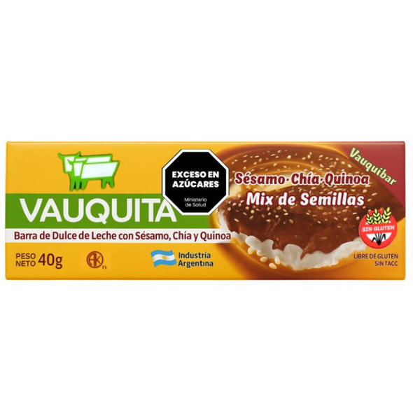 Vauquita Dulce de Leche Bar with Seed Mix, 40 g / 1.41 oz (pack of 3)