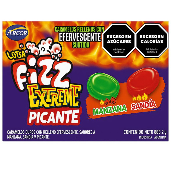 Arcor Fizz Extreme Picante Chewing Gum Display, 883.2 g / 31.15 oz (box of 48)