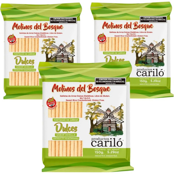 Molinos del Bosque Balance Vanilla Rice Toasts, 150 g / 5.29 oz bag (pack of 3)