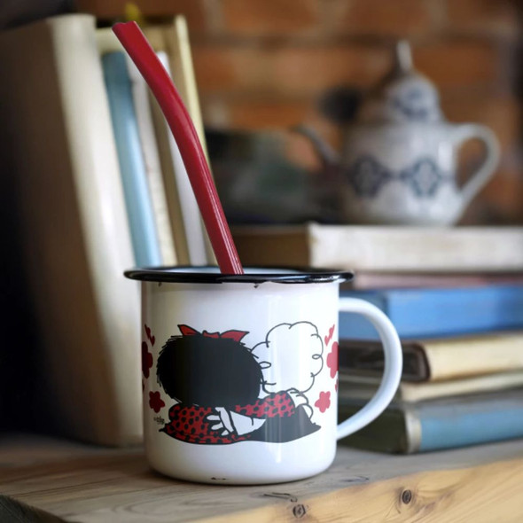 Mafalda Friends Retro Enamel Mug with Bombilla "Amigas" Design - Official Mate Cup