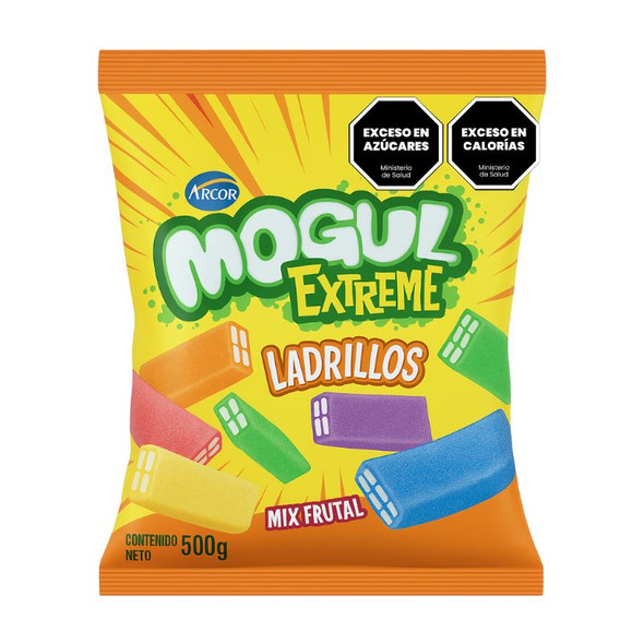 Mogul Extreme Fruity Brick Gummies Mix Ladrillos Sabor Mix Frutal, 500 g / 17.64 oz