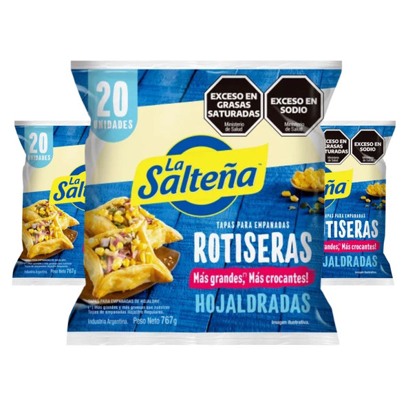 La Salteña Empanada Dough Discs Tapas Rotiseras Hojaldradas Masa Para Empanadas Hojaldradas, 767 g / 27 oz (3 Packs x 20 Discs, 60 Total Discs)