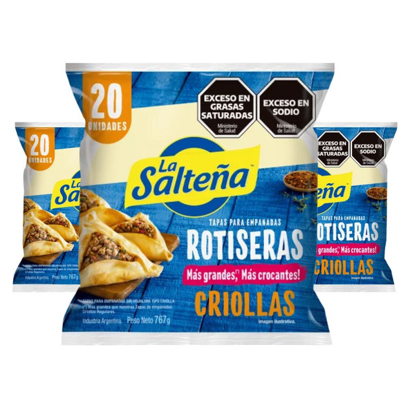 La Salteña Empanada Dough Discs Tapas Rotiseras Criollas Masa Para Empanadas Criollas, 767 g / 27 oz (3 Packs x 20 Discs, 60 Discs)