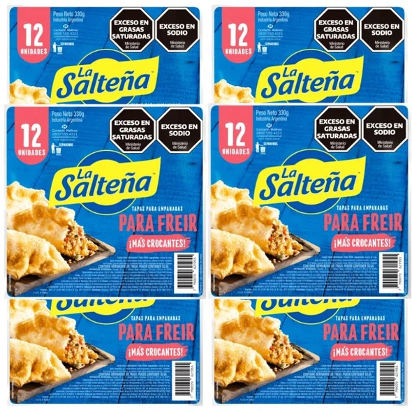 La Salteña Tapa De Empanadas Más Crocantes Para Freir Empanadas Dough Disc For Frying, 330 g / 11.64 oz (6 packs x 12 discs, 72 discs)