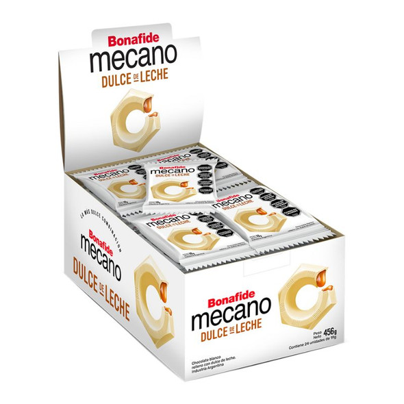 Bonafide Mecano White Chocolate with Dulce de Leche Filling, 456 g / 16.08 oz (box of 24)