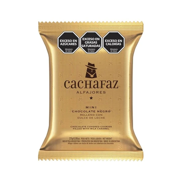Cachafaz Mini Alfajor, Dark Chocolate Filled with Dulce de Leche, 27 g / 0.95 oz (pack of 6)