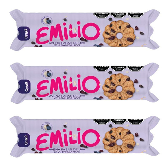 Emilio Oatmeal Cookies with Raisins & Blueberries, 185 g / 6.52 oz (pack of 3)