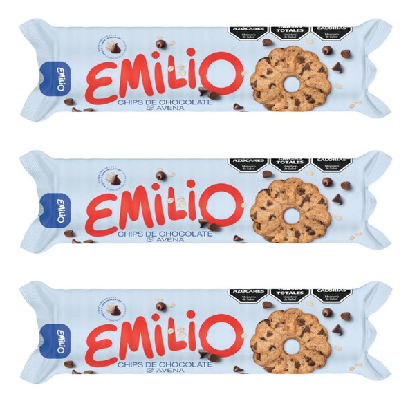 Emilio Chocolate Chip & Oatmeal Cookies, 190 g / 6.70 oz (pack of 3)