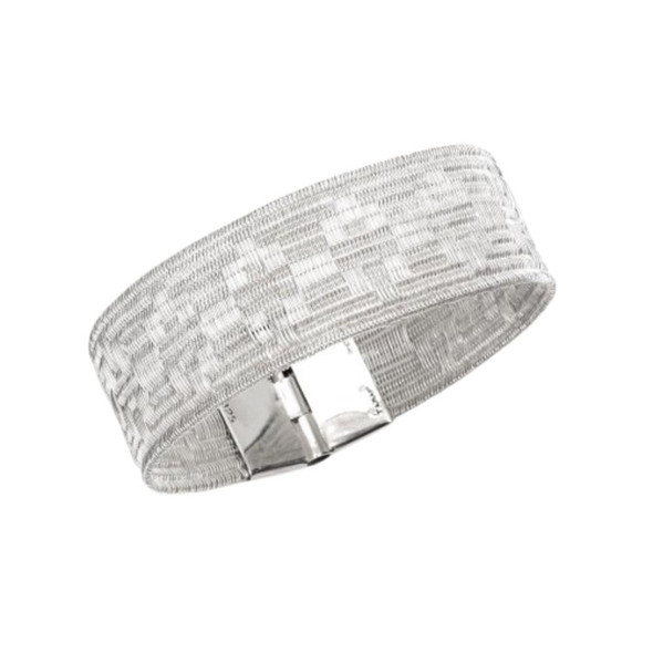 Pampa Silver Woven Bracelet – 2 cm Wide, Handloom Fine Silver Strand