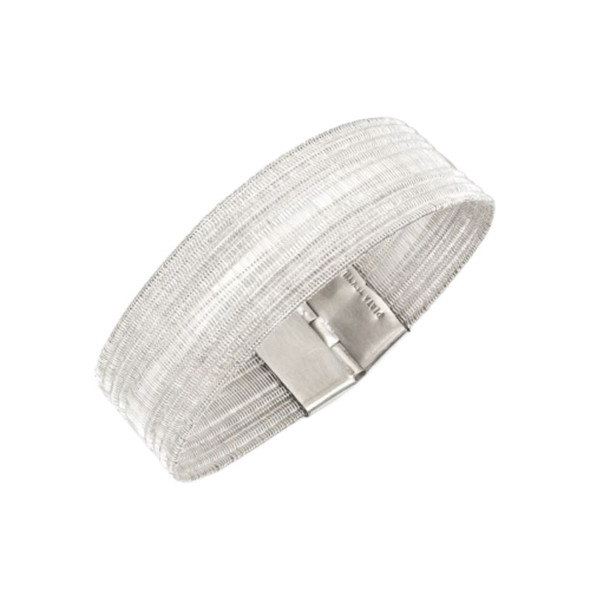 Traces 20 Silver Woven Bracelet – 2 cm Wide, Handloom Fine Silver Strand