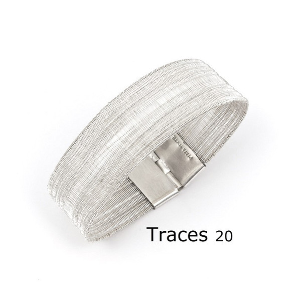 Traces 20 Silver Woven Bracelet – 2 cm Wide, Handloom Fine Silver Strand