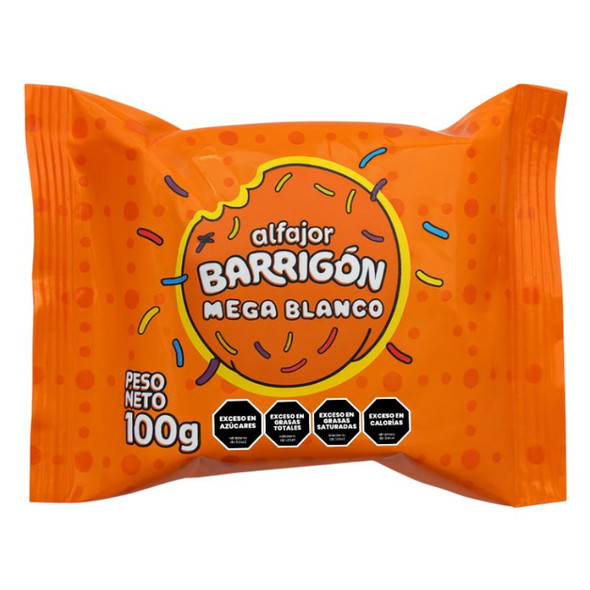 Barrigon Alfajor Mega Blanco Filled with Dulce de Leche, 100 g / 3.52 oz (box of 7)