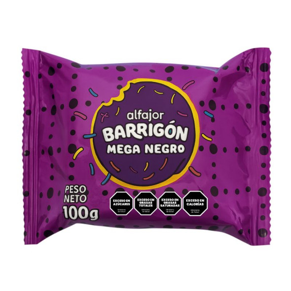 Barrigon Alfajor Mega Negro with Dulce de Leche, 100 g / 3.52 oz (box of 7)