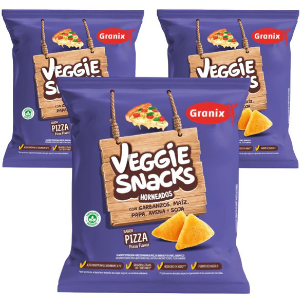 Granix Veggie Snacks Baked Pizza Flavor, 90 g / 3.17 oz (pack of 3)