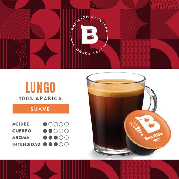 Bonafide Ground Coffee Capsules Lungo 100% Arabica, 60 g / 2.12 oz (box of 10)